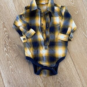 Old Navy Yellow and Blue Plaid Baby Outfit